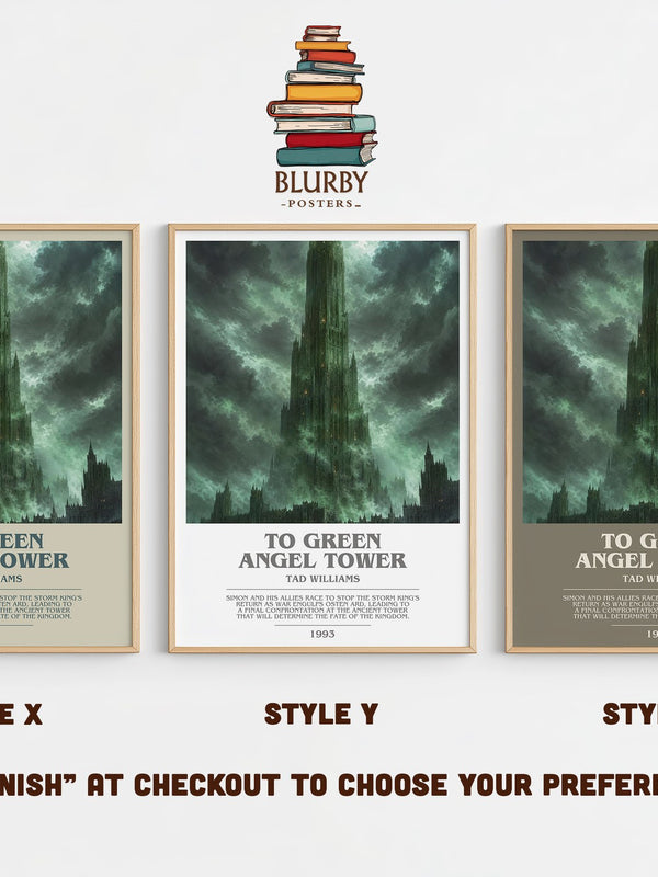 To Green Angel Tower bookish print in frame leaning in hallway – fantasy wall art