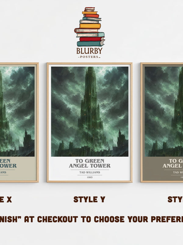 To Green Angel Tower book cover print in frame leaning in hallway – fantasy wall art