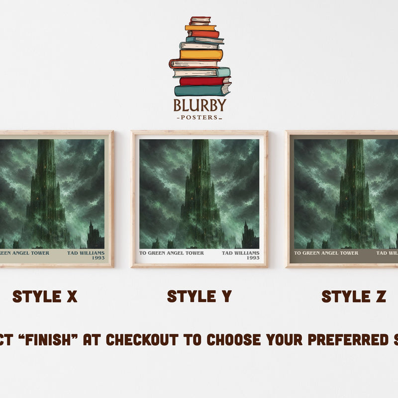 To Green Angel Tower literary print in frame leaning in hallway – fantasy wall art