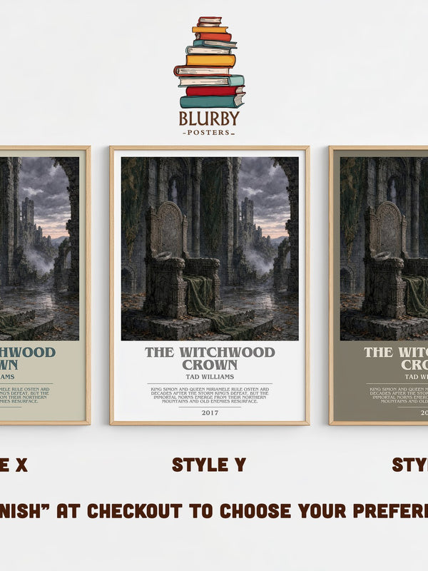 The Witchwood Crown bookish print in frame leaning in hallway – fantasy wall art