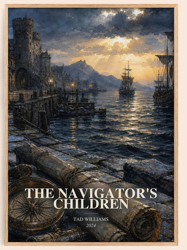 The Navigator's Children watercolour book poster by Tad Williams – framed literary art print
