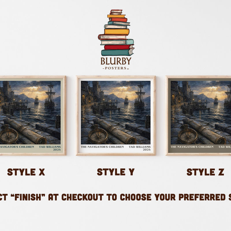 The Navigator's Children literary print in frame leaning in hallway – fantasy wall art