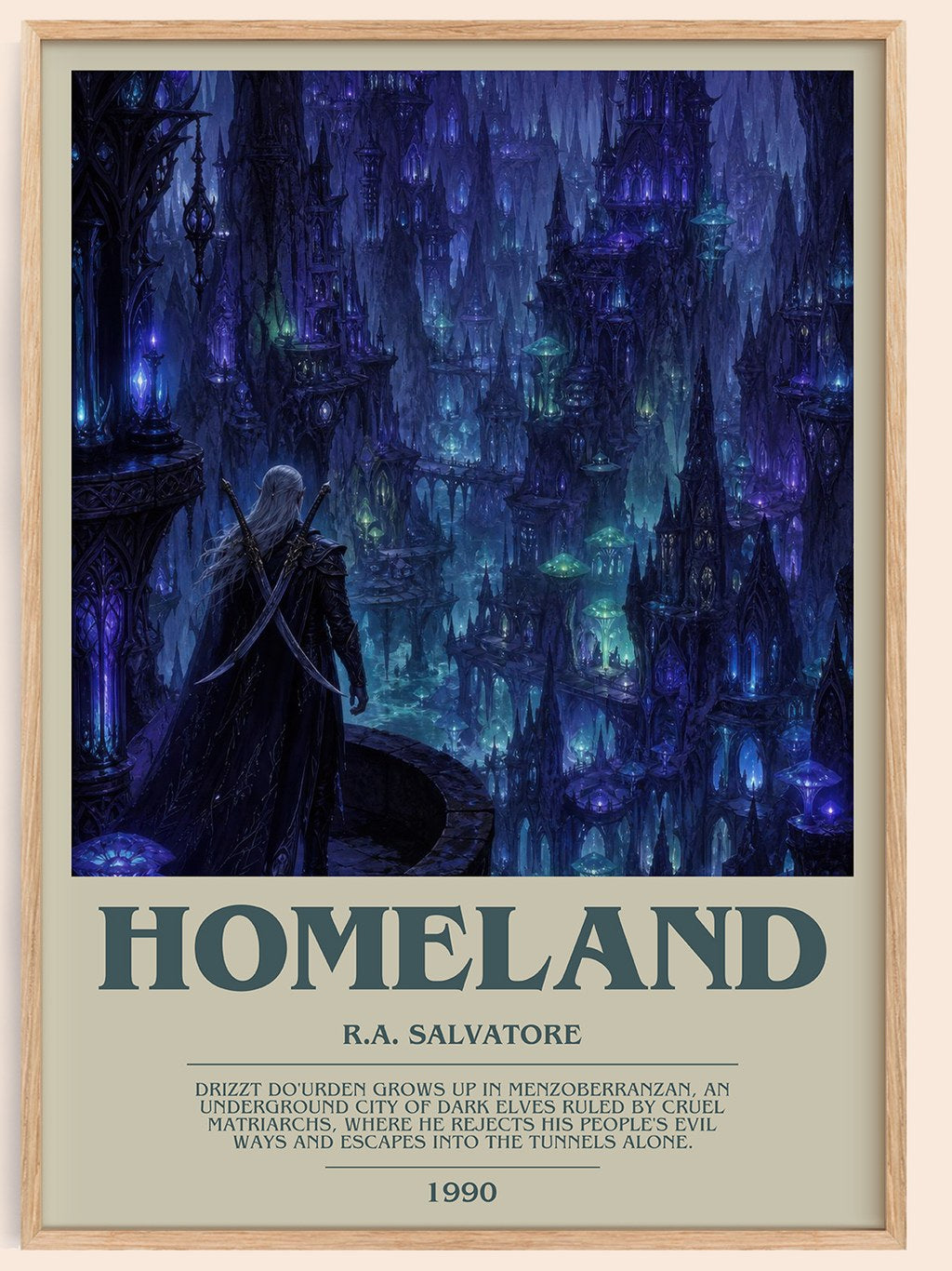 Homeland bookish book poster by R.A. Salvatore – framed literary art print