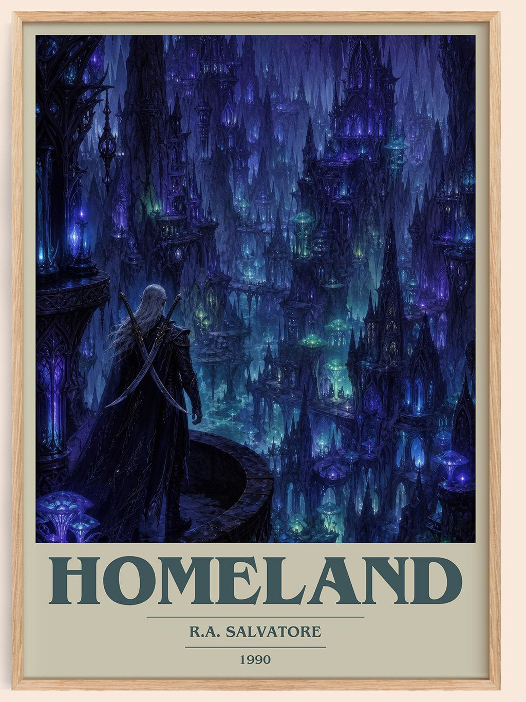 Homeland book cover book poster by R.A. Salvatore – framed literary art print