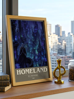 Homeland book cover print framed by window – literary home decor