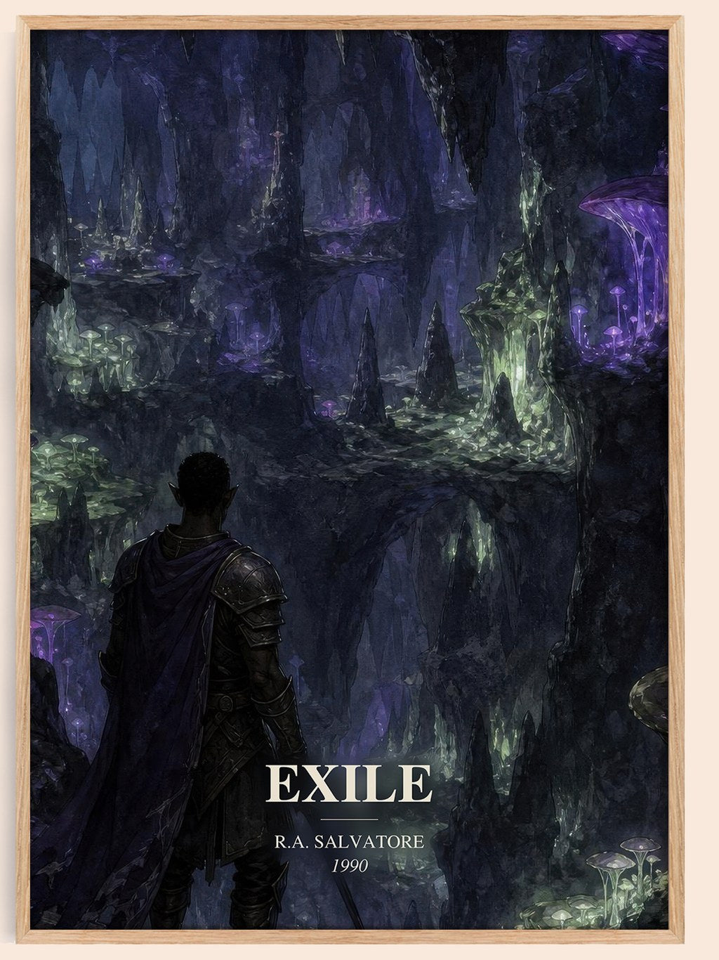 Exile watercolour book poster by R.A. Salvatore – framed literary art print