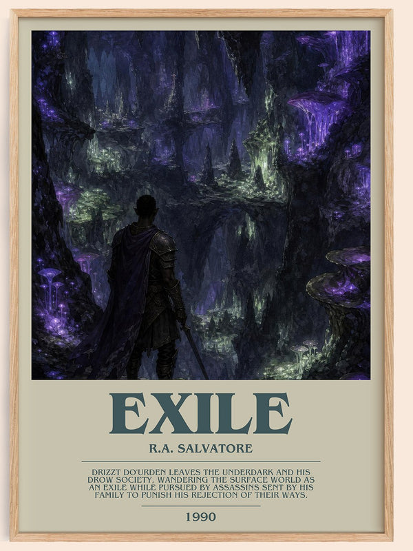 Exile bookish book poster by R.A. Salvatore – framed literary art print