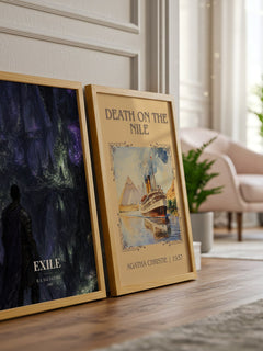 Exile watercolour print framed by window – literary home decor