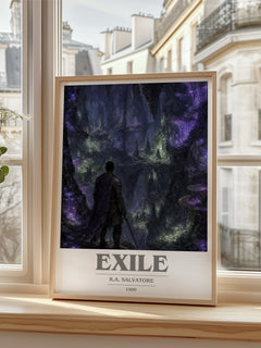 Exile book cover poster colour and style options – R.A. Salvatore book art