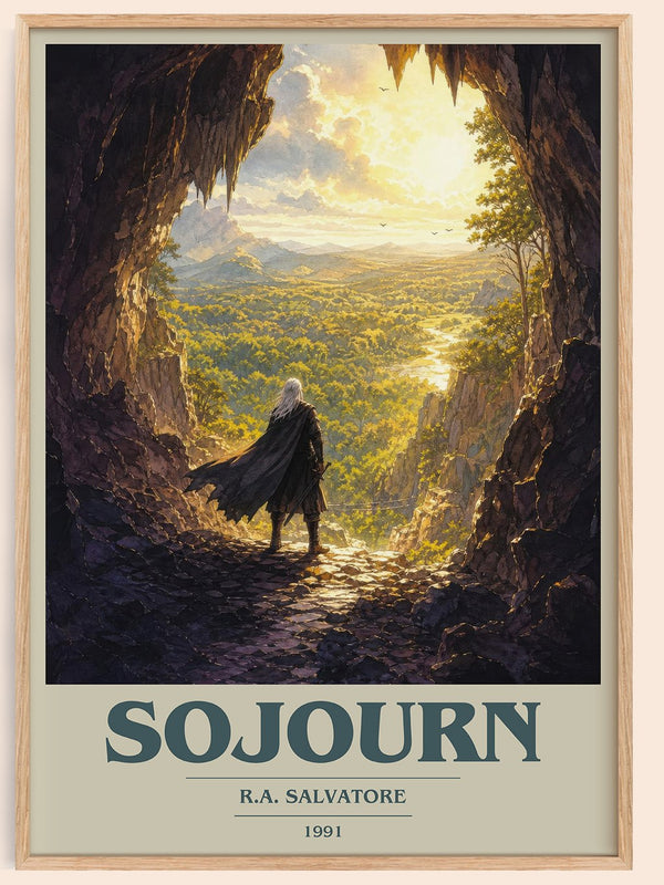 Sojourn book cover book poster by R.A. Salvatore – framed literary art print