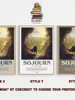 Sojourn bookish print in frame leaning in hallway – fantasy wall art