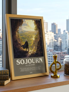 Sojourn bookish print framed by window – literary home decor