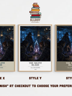 The Silent Blade book cover print in frame leaning in hallway – fantasy wall art