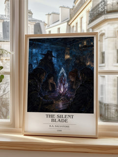 The Silent Blade book cover poster colour and style options – R.A. Salvatore book art