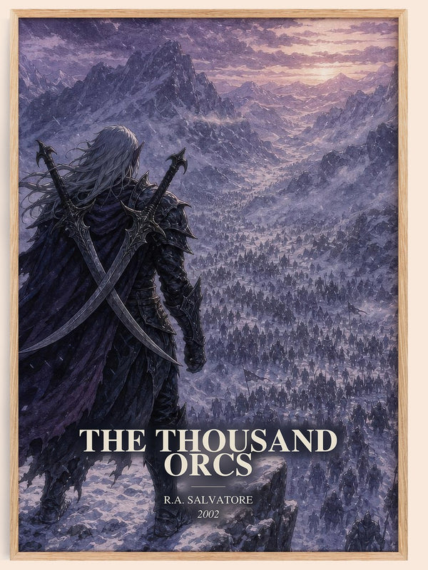 The Thousand Orcs watercolour book poster by R.A. Salvatore – framed literary art print