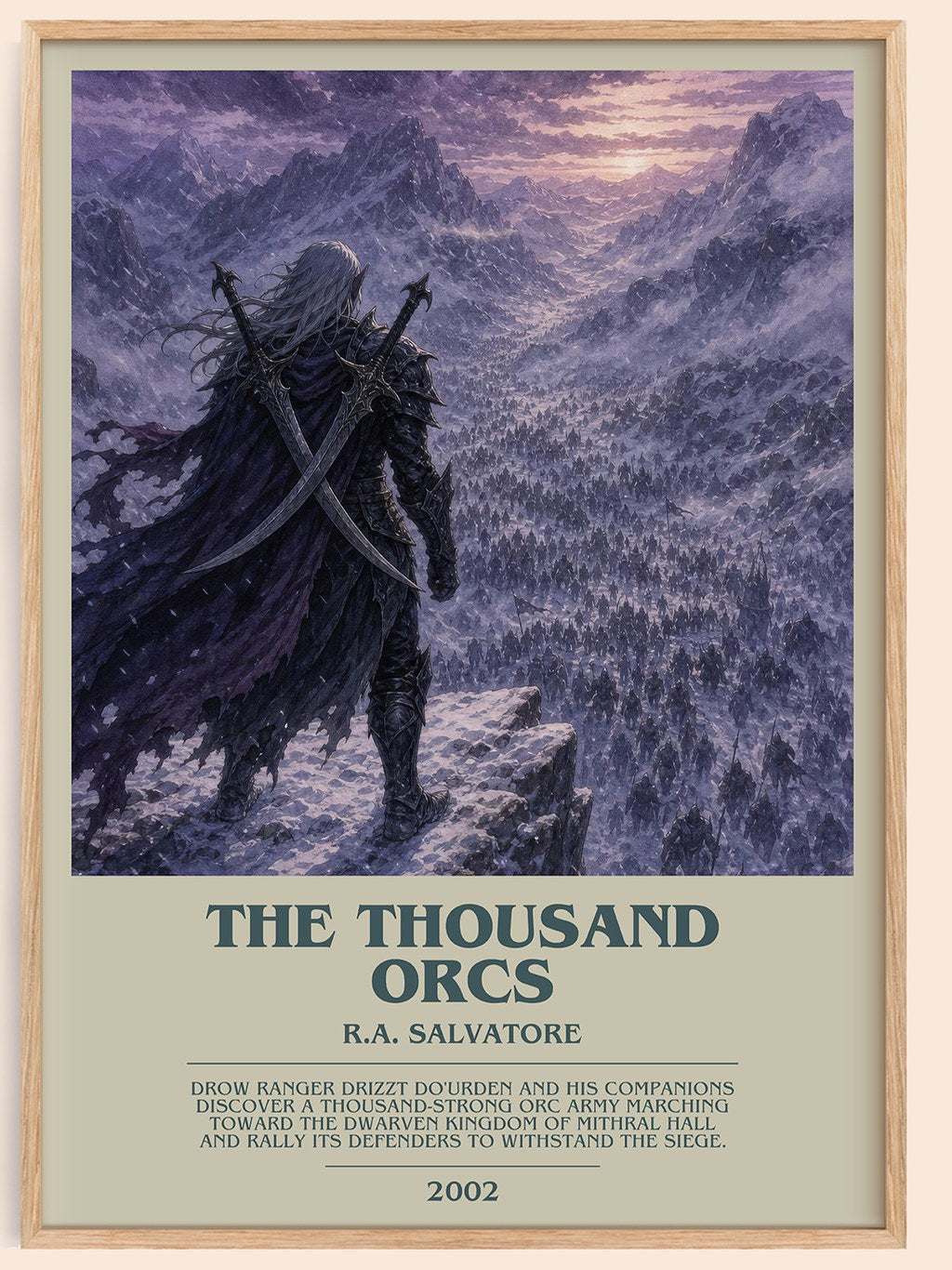 The Thousand Orcs bookish book poster by R.A. Salvatore – framed literary art print