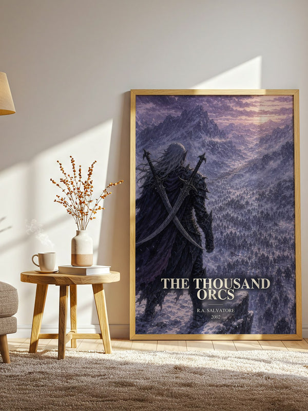 The Thousand Orcs watercolour print in frame leaning in hallway – fantasy wall art