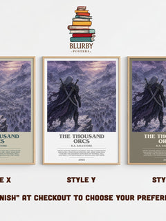The Thousand Orcs bookish print in frame leaning in hallway – fantasy wall art