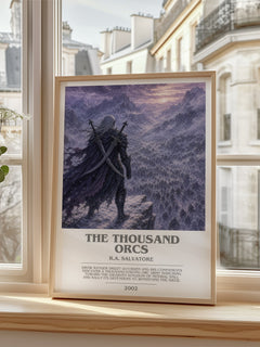 The Thousand Orcs bookish poster colour and style options – R.A. Salvatore book art