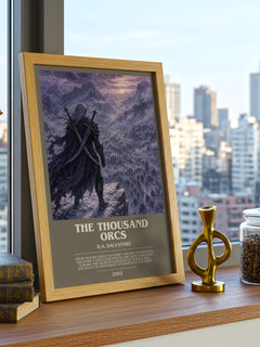 The Thousand Orcs bookish print framed by window – literary home decor