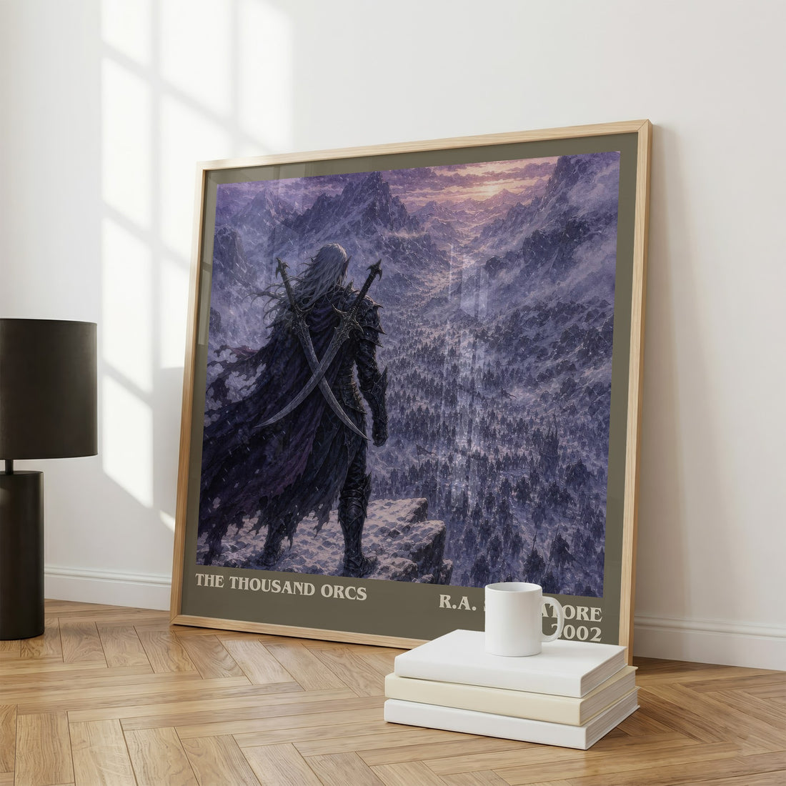 The Thousand Orcs literary print framed by window – literary home decor