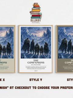 The Companions bookish print in frame leaning in hallway – fantasy wall art