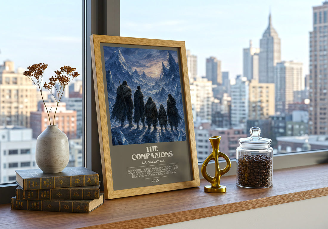 The Companions bookish print framed by window – literary home decor