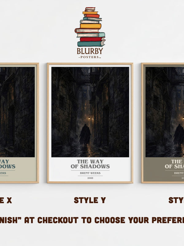 The Way of Shadows book cover print in frame leaning in hallway – fantasy wall art