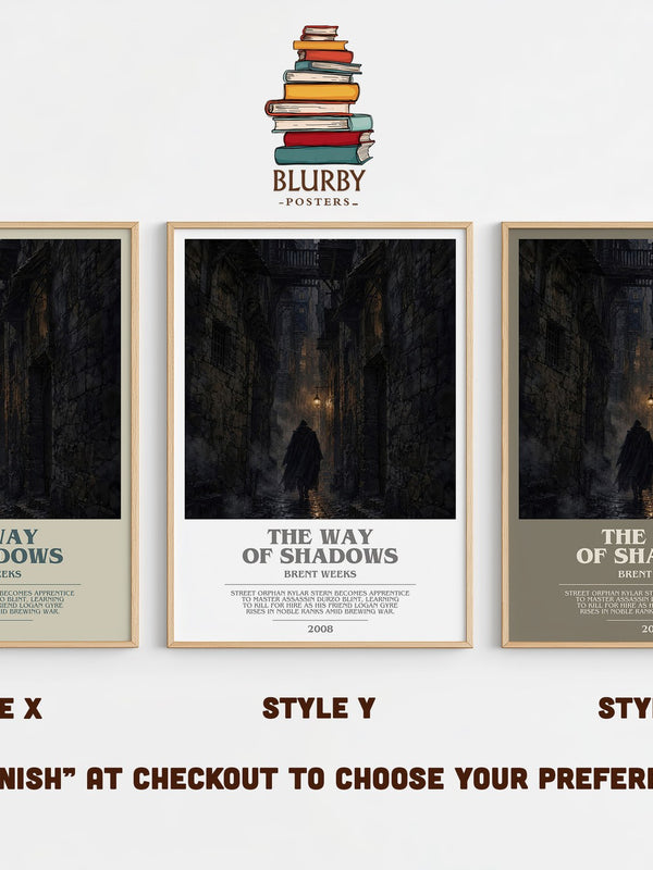 The Way of Shadows bookish print in frame leaning in hallway – fantasy wall art