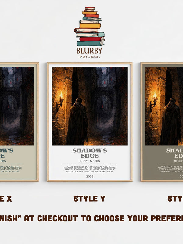 Shadow's Edge bookish print in frame leaning in hallway – fantasy wall art