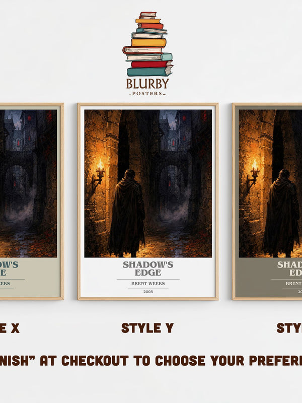 Shadow's Edge book cover print in frame leaning in hallway – fantasy wall art