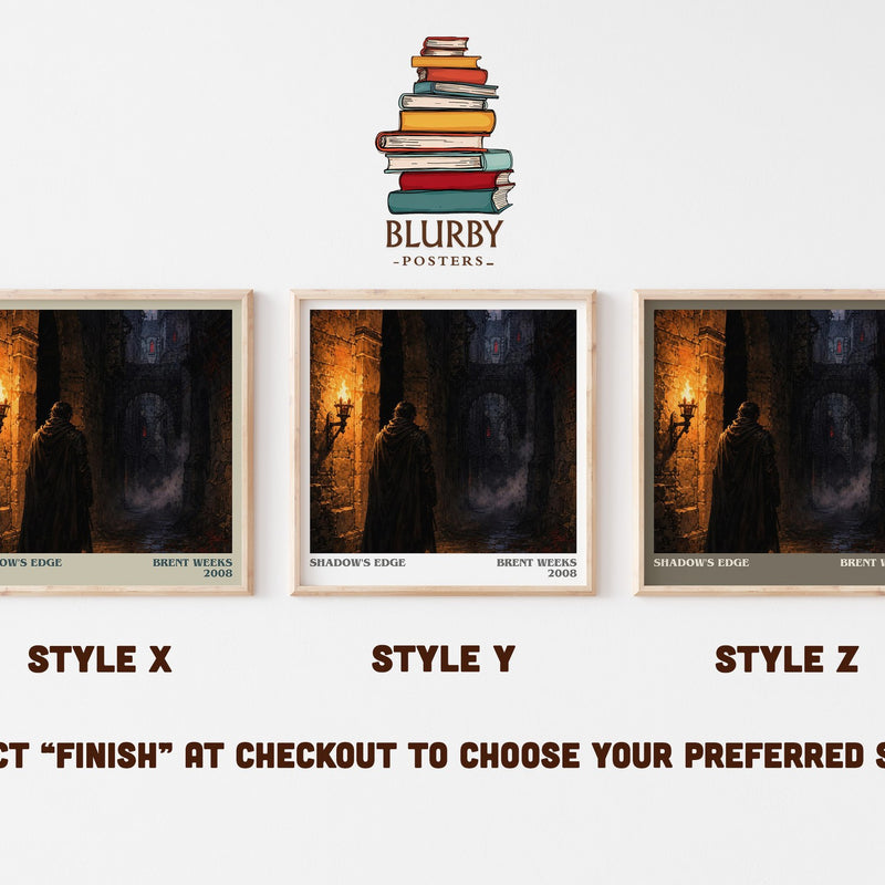 Shadow's Edge literary print in frame leaning in hallway – fantasy wall art