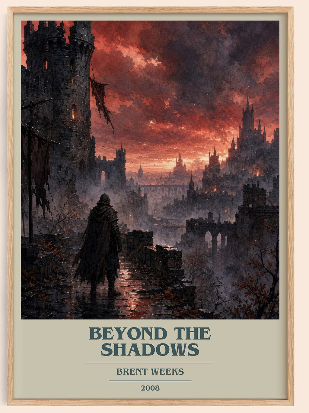 Beyond the Shadows book cover book poster by Brent Weeks – framed literary art print