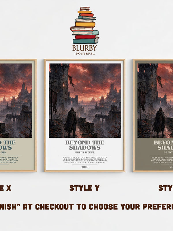 Beyond the Shadows bookish print in frame leaning in hallway – fantasy wall art