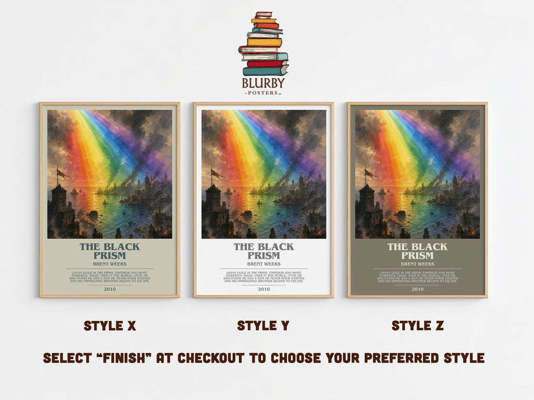The Black Prism bookish print in frame leaning in hallway – fantasy wall art (mockup)