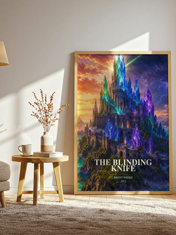 The Blinding Knife watercolour print in frame leaning in hallway – fantasy wall art
