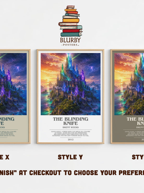 The Blinding Knife bookish print in frame leaning in hallway – fantasy wall art