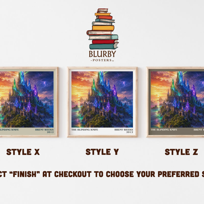 The Blinding Knife literary print in frame leaning in hallway – fantasy wall art