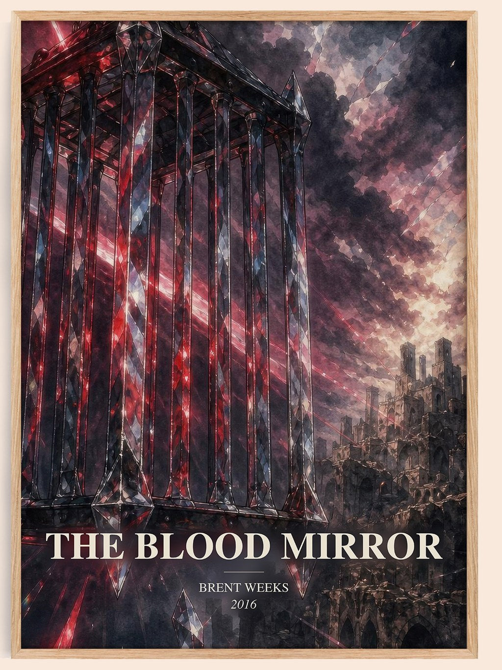 The Blood Mirror watercolour book poster by Brent Weeks – framed literary art print