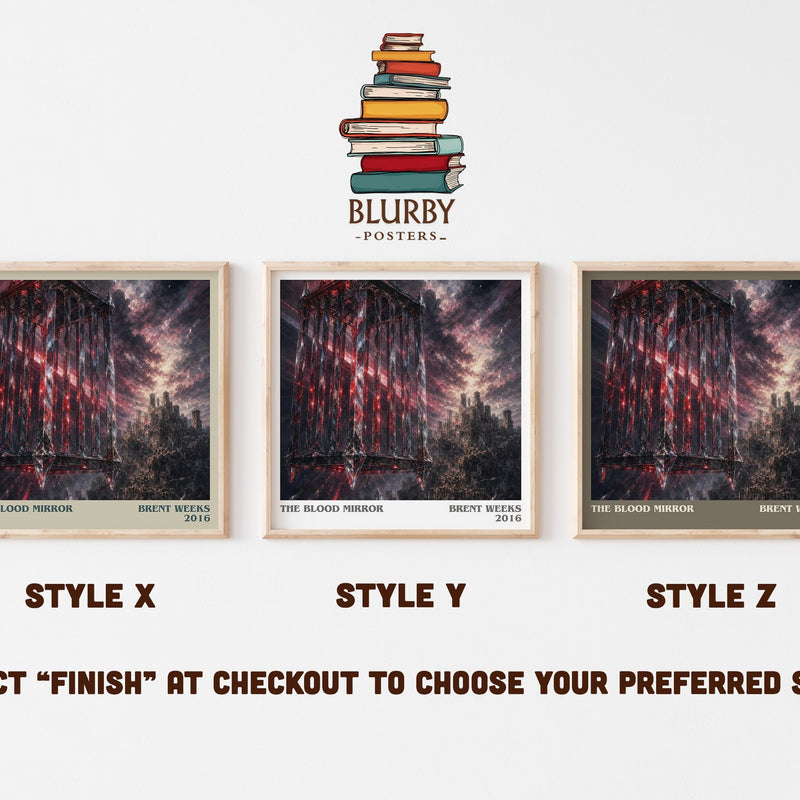 The Blood Mirror literary print in frame leaning in hallway – fantasy wall art