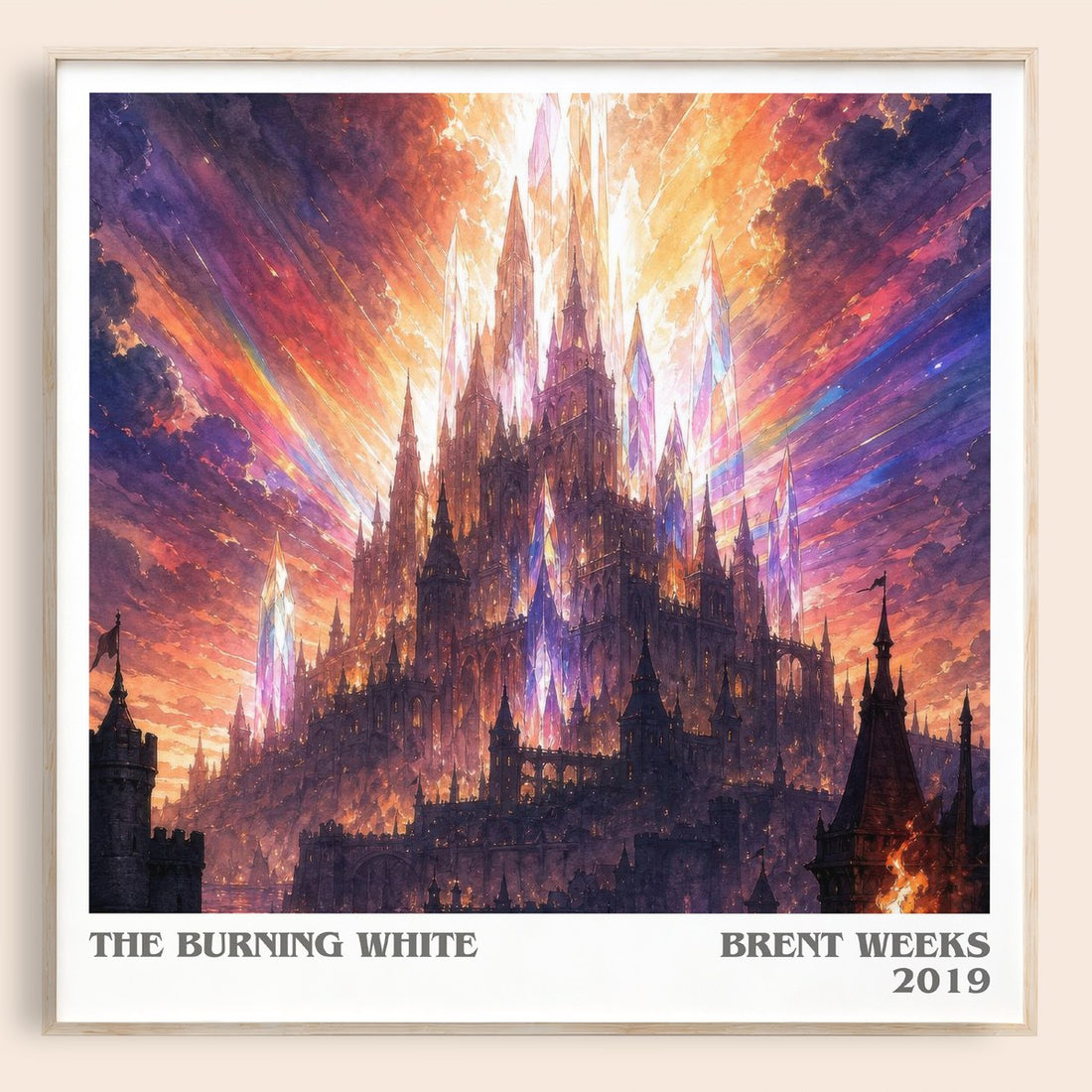 The Burning White literary book poster by Brent Weeks – framed literary art print