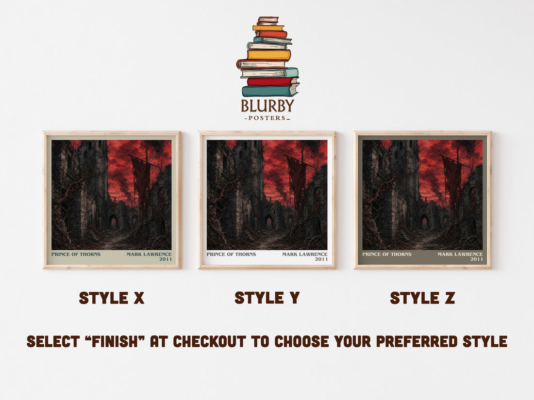 Prince of Thorns literary print in frame leaning in hallway – fantasy wall art (mockup)