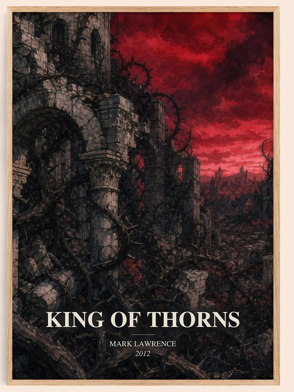King of Thorns watercolour book poster by Mark Lawrence – framed literary art print
