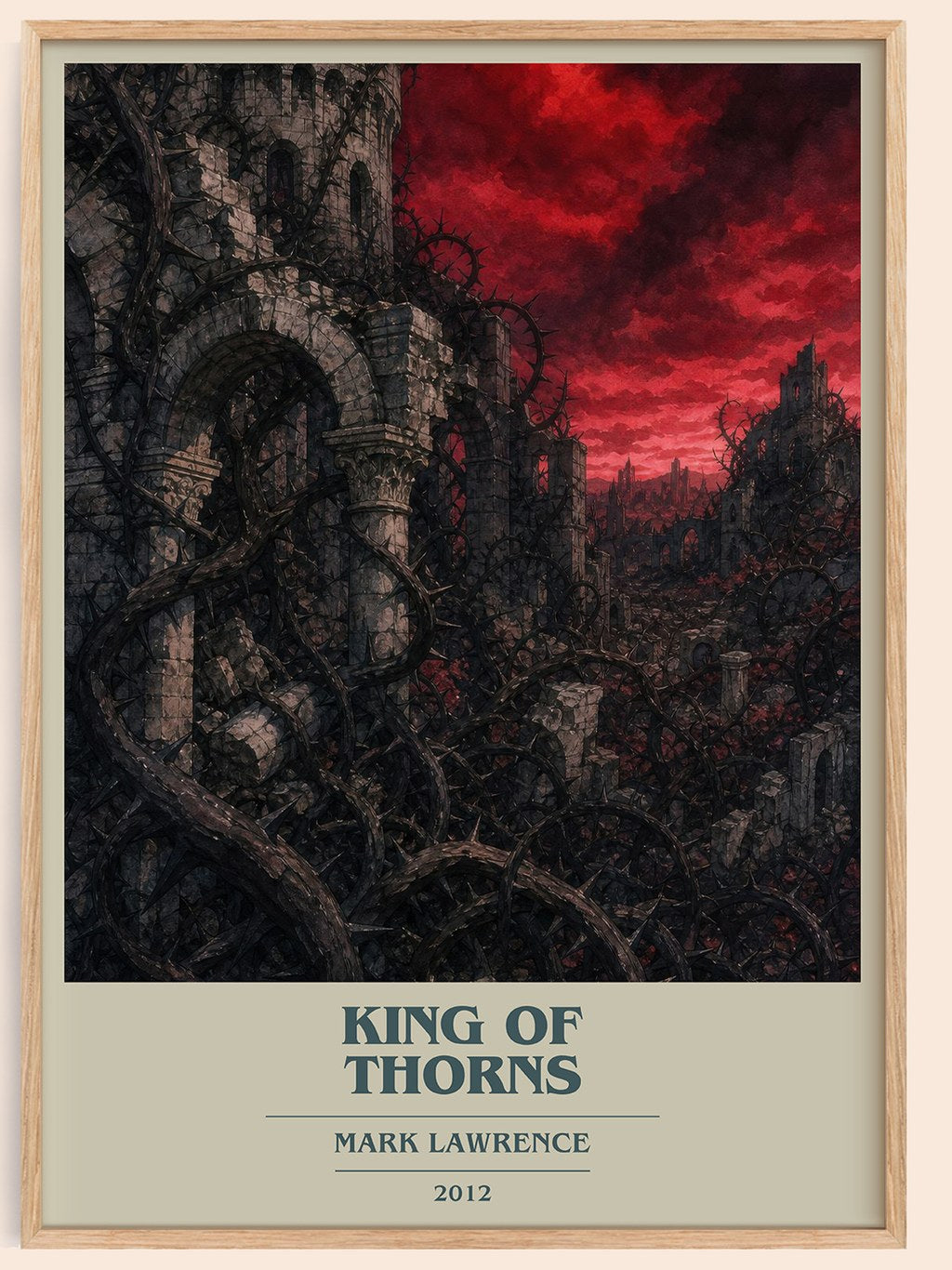 King of Thorns book cover book poster by Mark Lawrence – framed literary art print
