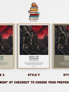 King of Thorns bookish print in frame leaning in hallway – fantasy wall art
