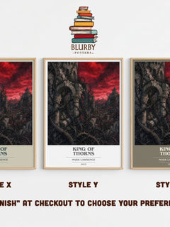 King of Thorns book cover print in frame leaning in hallway – fantasy wall art