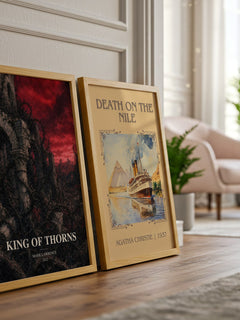 King of Thorns watercolour print framed by window – literary home decor
