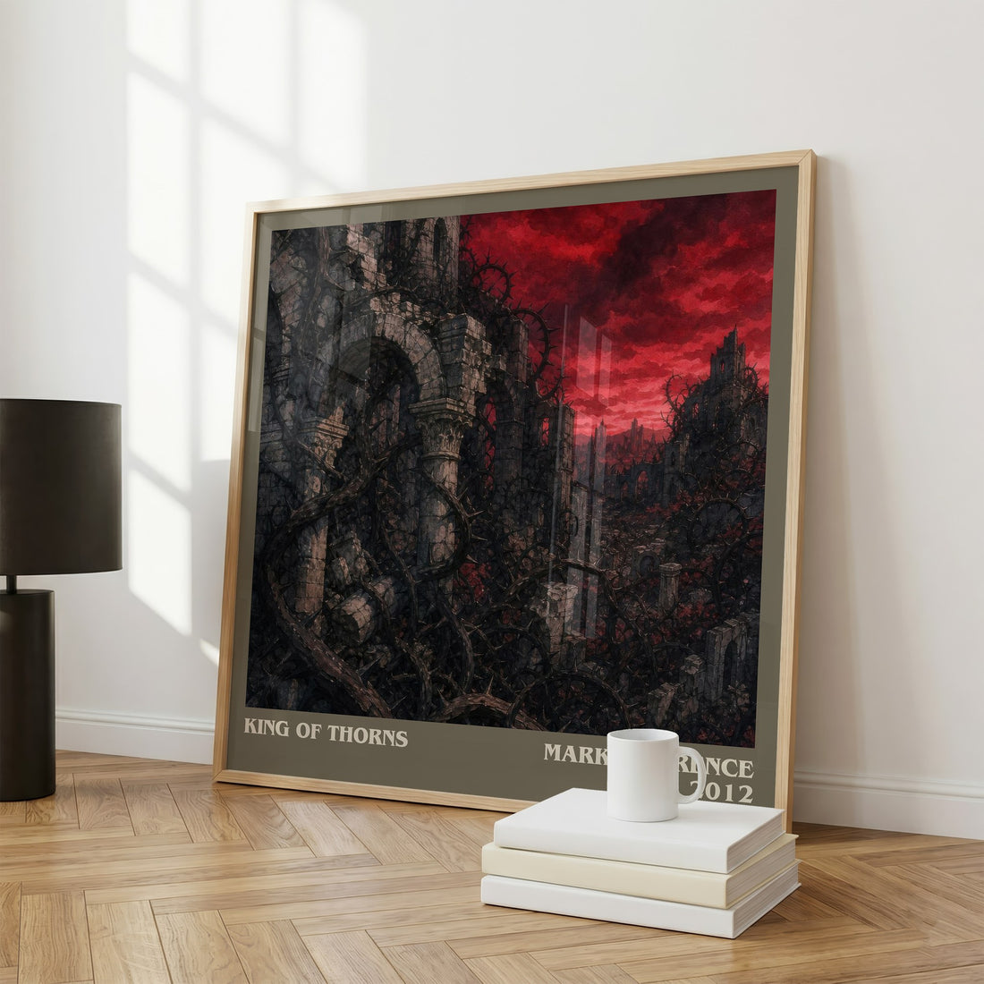 King of Thorns literary print framed by window – literary home decor
