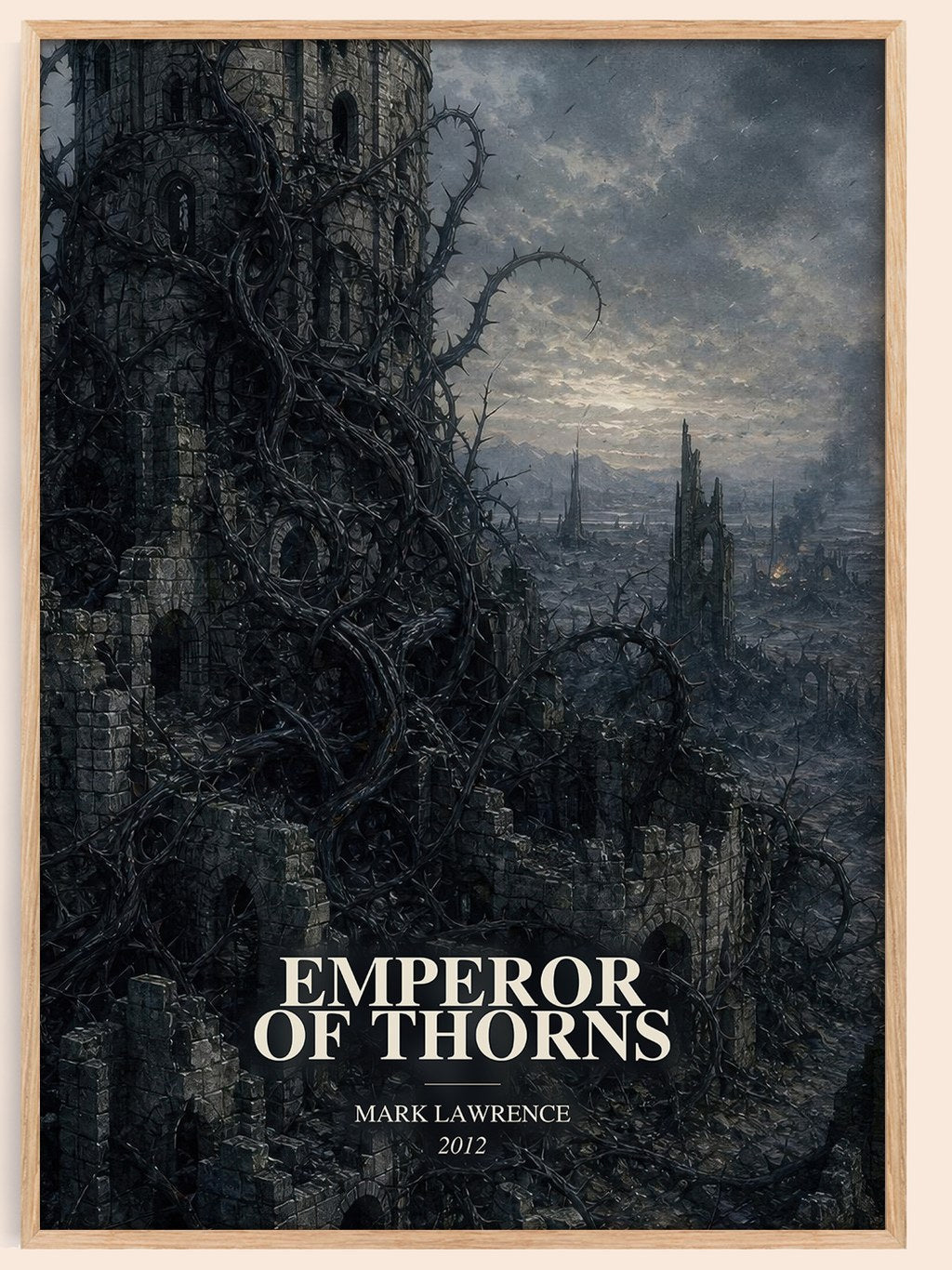Emperor of Thorns watercolour book poster by Mark Lawrence – framed literary art print