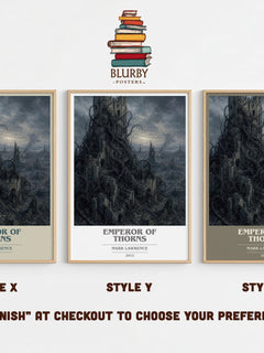 Emperor of Thorns book cover print in frame leaning in hallway – fantasy wall art